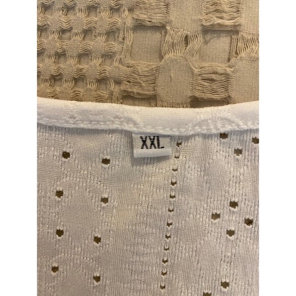 Sleeveless Women Tank Top Blouse Eyelet Stretchy Fabric V Neckline Sz XXL White - Picture 6 of 9